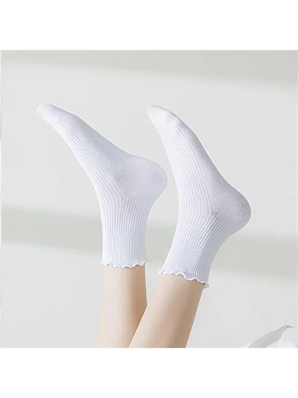 Womens Ruffle Socks, Cute Ankle Winter Warm Knit Cotton Frilly Sock 6 Pack